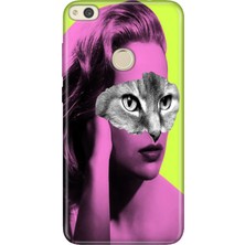 Senada Huawei P9 Lite 2017 Kılıf Desenli Baskılı Tpu Rubber Kapak Cat Face