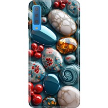Senada Samsung Galaxy A7 2018 Kılıf Desenli Baskılı Tpu Rubber Kapak Çakıl Taşları