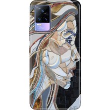 Vivo V21E Kılıf Desenli Baskılı Tpu Rubber Kapak Mozaic Kadın