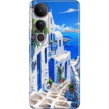 Vivo V50 Lite Kılıf Desenli Baskılı Tpu Rubber Kapak Santorini Tatil