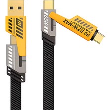 Mercansa 4in1 Type-C 65W To Usb-A + Type-C To Lightning 27W Hızlı Şarj Kablosu Siyah
