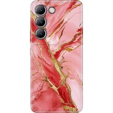 Vivo V30 Lite Kılıf Desenli Baskılı Tpu Rubber Kapak Pembe MERMER32