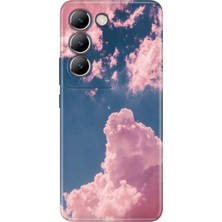 Vivo V30 Lite Kılıf Desenli Baskılı Tpu Rubber Kapak Pembe Bulut