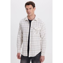 Tudors Erkek Slim Fit Dar Kesim Kareli Tek Cepli Oduncu Gömlek