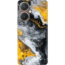 Vivo Y27 Kılıf Desenli Baskılı Tpu Rubber Kapak Siyah Sarı 22