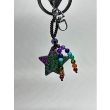 Gemsartdeco Anyolit Doğaltaş Anahtarlık Charm Yıldız