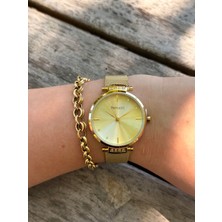 Ferrucci Gold Renkli Sade Şık Hasır Çelik Kordonlu Su Geçirmez Kadın Saati