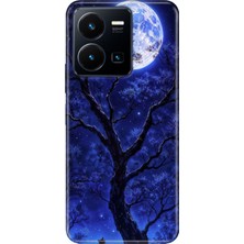 Vivo Y22S Y35 Kılıf Desenli Baskılı Tpu Rubber Kapak Korkutan Dolunay