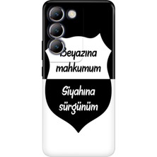 Vivo V30 Lite Kılıf Desenli Baskılı Tpu Rubber Kapak Siyah Beyaz Aşkım