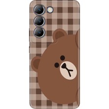 Senada Vivo V30 Lite Kılıf Desenli Baskılı Tpu Rubber Kapak Ekose Bear