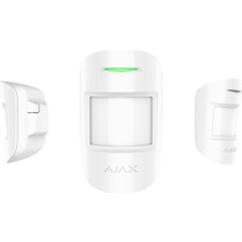 AJAX CombiProtect Kuyumcu Mikrofonlu Kablosuz IR Hareket ve Cam Kırılma Dedektörü Beyaz