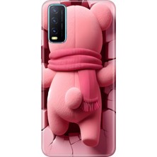 Vivo Y11S Y20 Y20S Kılıf Desenli Baskılı Tpu Rubber Kapak Pink Bear