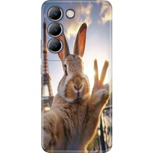 Vivo V30 Lite Kılıf Desenli Baskılı Tpu Rubber Kapak Pariste Tavşan