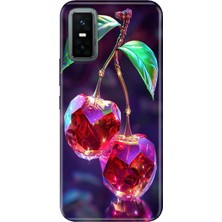 Infinix Gt 30 Pro Kılıf Desenli Baskılı Tpu Rubber Kapak Kristal Kiraz