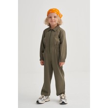 Cigit Tencel Önü Fermuarlı Tulum 2-7 Yaş Haki Yeşil