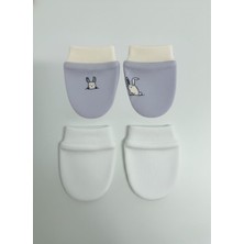 Messido %100 Pamuklu 2'li Eldiven Seti - Mavi / Beyaz