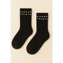 Katia & Bony Kadın İnci Aksesuarlı Fitilli Soket Çorap Siyah