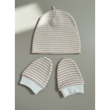 Messido %100 Pamuklu Şapka - Eldiven Seti - Pembe Çizgili