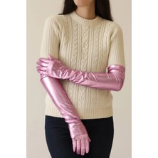 Ezel Glory Uzun Boy Ekstra Parlak Saten Eldiven Pembe Renk