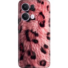 Oppo Reno 13 Pro Kılıf Desenli Baskılı Tpu Rubber Kapak Pembe Çitah