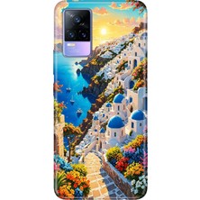 Vivo V21E Kılıf Desenli Baskılı Tpu Rubber Kapak Santorini