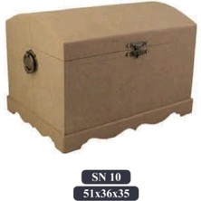 Sekay Ahşap Ahşap Boyanabilir Dekoratif Klipsli Büyük Boy Çok Amaçlı Kuşaksız Sandık Kutu