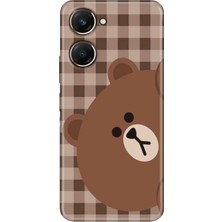 Senada Vivo Y18 Kılıf Desenli Baskılı Tpu Rubber Kapak Ekose Bear