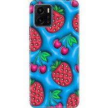 Senada Vivo Y15S Kılıf Desenli Baskılı Tpu Rubber Kapak Kiraz Çilek