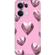 Oppo Reno 13 Pro Kılıf Desenli Baskılı Tpu Rubber Kapak Platin Kalp