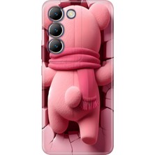 Vivo V30 Lite Kılıf Desenli Baskılı Tpu Rubber Kapak Pink Bear