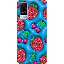 Senada Vivo Y51 Kılıf Desenli Baskılı Tpu Rubber Kapak Kiraz Çilek