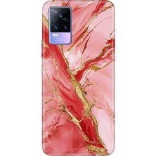 Vivo V21E Kılıf Desenli Baskılı Tpu Rubber Kapak Pembe MERMER32