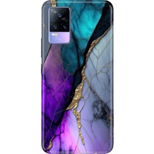 Senada Vivo V21E Kılıf Desenli Baskılı Tpu Rubber Kapak Altın Tozu