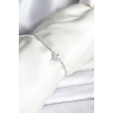 Callerrons Accessories Anka Kuşu Model Zirkon Taşlı Gümüş Renk Pirinç Su Yolu Kadın Bileklik - EBJ251201W38605