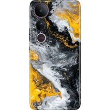 Vivo V50 Lite Kılıf Desenli Baskılı Tpu Rubber Kapak Siyah Sarı 22