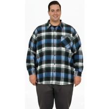 Cüsseli Büyük Beden Gömlek Tek Cep Oduncu 25394 Petrol-Yeşili