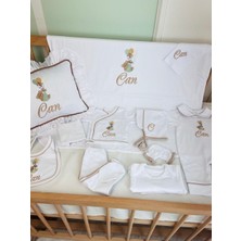 Karsu Tasarım Isme Özel Nakış Işlemeli Organik Hastane Çıkış Seti (Takı Yastıklı 11 Parça)