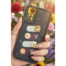 As Mobile Redmi Note 11 Pro Uyumlu Kılıf Siyah Renk Ayıcık Figürlü 3D Kamera Korumalı Darbe Emici Yumuşak Silikon Kapak