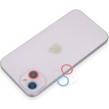 Marsilyan  iPhone 13 Mini Renkli Kamera Lens Koruma Cam - Pembe-Mavi