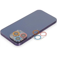 Marsilyan  iPhone 12 Pro Max Renkli Kamera Lens Koruma Cam - Pembe-Mavi