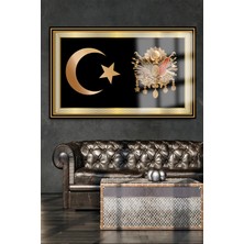 Marsilyan Ay Yıldız ve Osmanlı Tuğrası Ultra Yüksek Çözünürlüklü Lüks Kırılmaz Cam Tablo Ofis Hediyesi