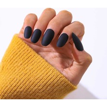 Marsilyan 12 Adet Kendinden Yapışkanlı Tak ve Çık Mat Siyah Takma Tırnak