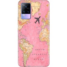 Vivo V21E Kılıf Desenli Baskılı Tpu Rubber Kapak Map