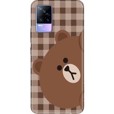 Senada Vivo V21E Kılıf Desenli Baskılı Tpu Rubber Kapak Ekose Bear