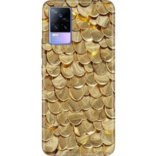 Senada Vivo V21E Kılıf Desenli Baskılı Tpu Rubber Kapak Gold Yaprak