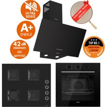 Ferre Flowart&silentart  Viano Sessiz Yeni Seri Siyah Ankastre  Set ( D086-SA + QBL62CS + SS205)