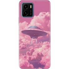 Vivo Y15S Kılıf Desenli Baskılı Tpu Rubber Kapak Pembe Ufo