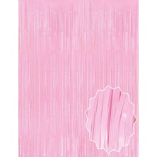 Ezel Glory Soft Pembe Püsküllü Kapı Perdesi - Parti, Baby Shower, Cinsiyet Partisi 1x2 M