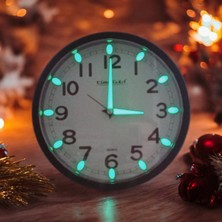 Bahat Fosforlu Karanlıkta Parlayan Küçük Çocuk Odası Siyah Duvar Saati Çap 22 cm