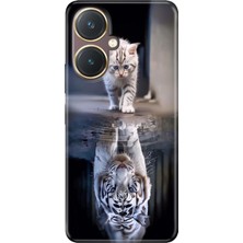 Senada Vivo Y27 Kılıf Desenli Baskılı Tpu Rubber Kapak Big Cat